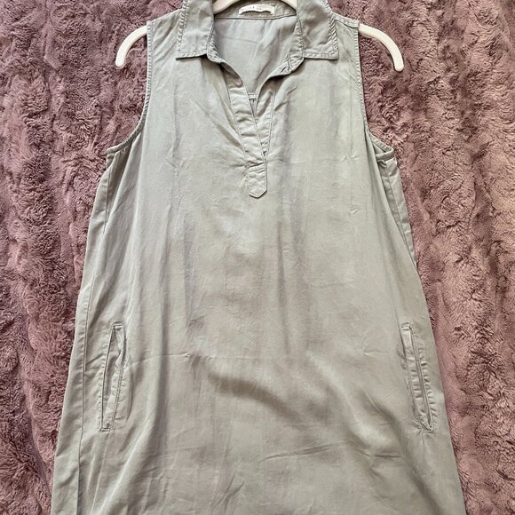 Light Olive Collared V Neck Maternity Dress - Picture 1 of 5